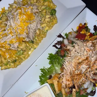 Mac and cheese and salad