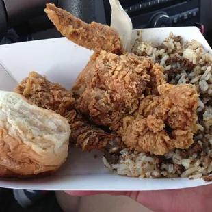 Two piece spicy mixed w/rice dressing, delish!!