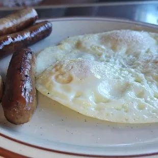 Eggs over-easy &amp; sausage links...