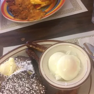 Brownie french toast! And a breakfast sandwich order in the back