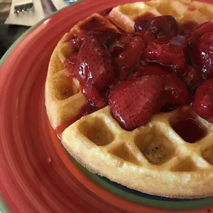 Strawberry waffles without whip cream
