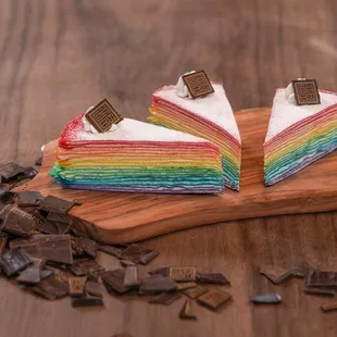 Rainbow Crepe Cake Slice