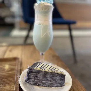 Ube Crepe cake and blue cloud cream