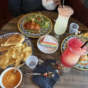 Grilled cheese, choco cream cheese cake, iced blended cookies and cream, earl grey cake, white chocolate lavender coffee