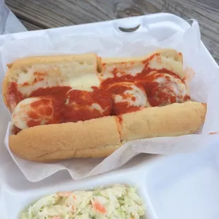 a hot dog and coleslaw