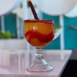 Mango margarita with chamoy &amp; tajin