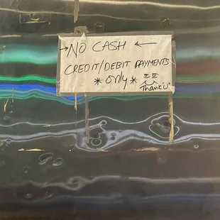 No cash        Only debit /credit