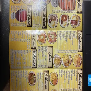 the menu of the restaurant