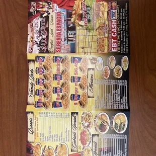 the menu for the restaurant