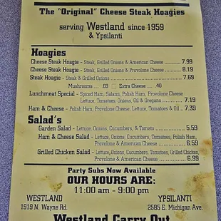 menu