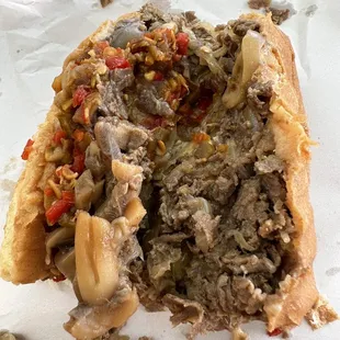 American Cheese Steak Hoagie with Mushrooms