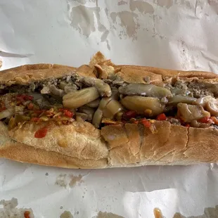 American Cheese Steak Hoagie with Mushrooms