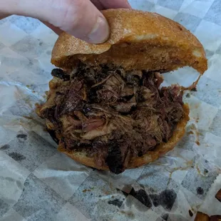 Pulled pork sandwich with the KC original sauce