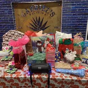 White elephant gift exchange at party