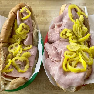 The regular on left &amp; grinder on right. Very good subs.