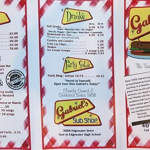 Menu as of July 2022
