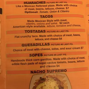 menu