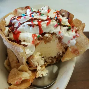 a plate of ice cream sundaes