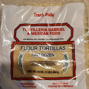 This is the packet of flour tortillas we purchased.