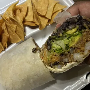 Mediocre burrito lack flavor (shrimp burrito)