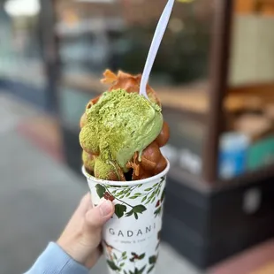 Matcha egg waffle