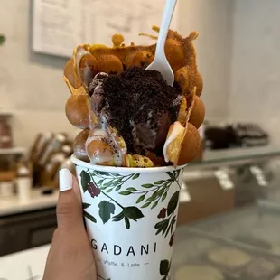 Chocolate Ice Cream Combo with oreo crumbs and condensed milk