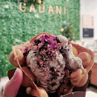 Ice cream egg waffle
