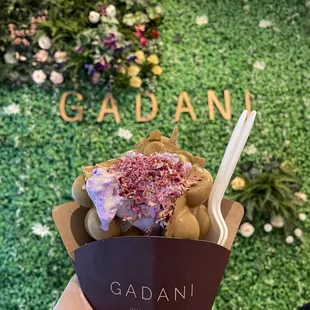 Lavender Ice Cream Combo with Rose Petals and Condensed Milk