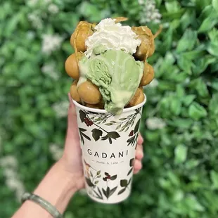 Ice Cream Combo with matcha egg waffle and matcha ice cream