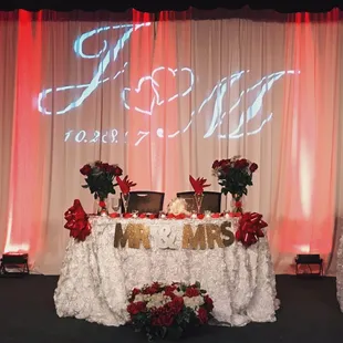Digital Monogram/Pipe and drapes/Uplighting
