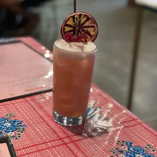 a drink on a table