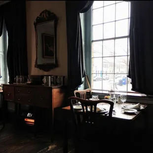a view of a dining room