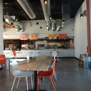 a view of a dining area