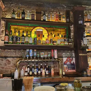 Beer taps and liquor selection