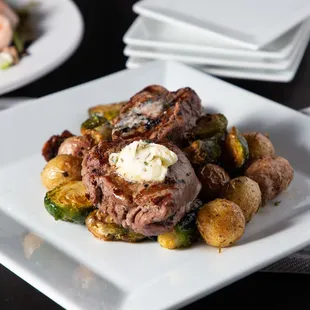 steak and vegetables