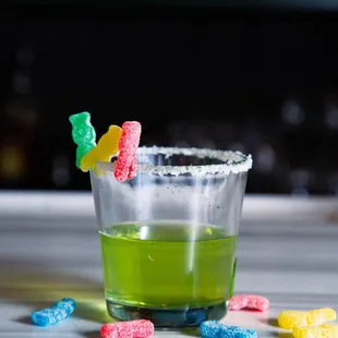 a shot of gummy bears