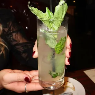 The Lucky Larcen was made with vodka, fresh lemon, lime, St. Germaine, and fresh basil. This was a refreshing Italian-style mojito.