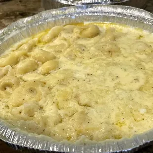 Cheese tortellini in gorgonzola sauce. It&apos;s so good.