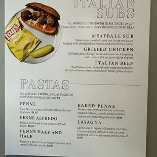 Italian Subs &amp; Pastas