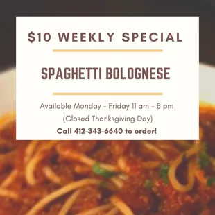$10 weekly special