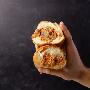 Meatball Mozzarella Sandwich made with Grandma Dot's famous meatballs