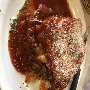 Lasagna! 5 layers. Huge.