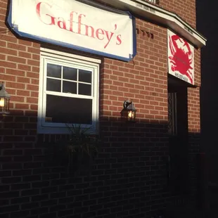 Sun shining on top half of Gaffney's.