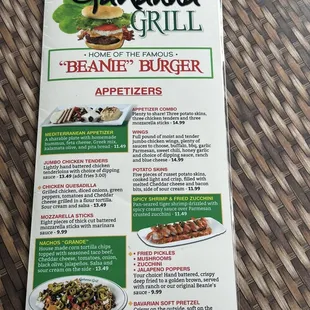 Front of menu, June 2023
