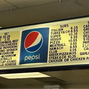 Menu board