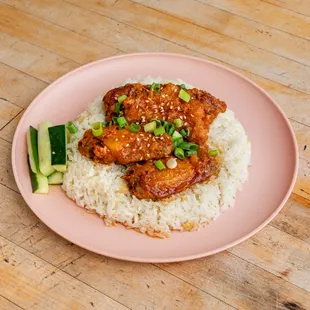 Sweet chili wings and rice!