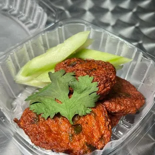 a close up of a container of food