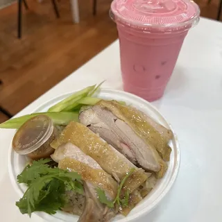 Steamed (Hainanese chicken) meal