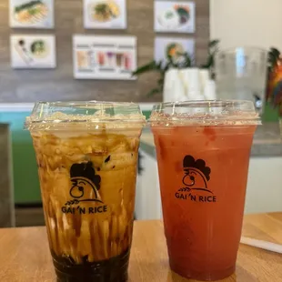 Left- Herbal Jelly Milk Right- Strawberry Lemonade   $5.75 each