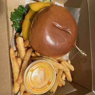 Veggie Masala Burger and Fries